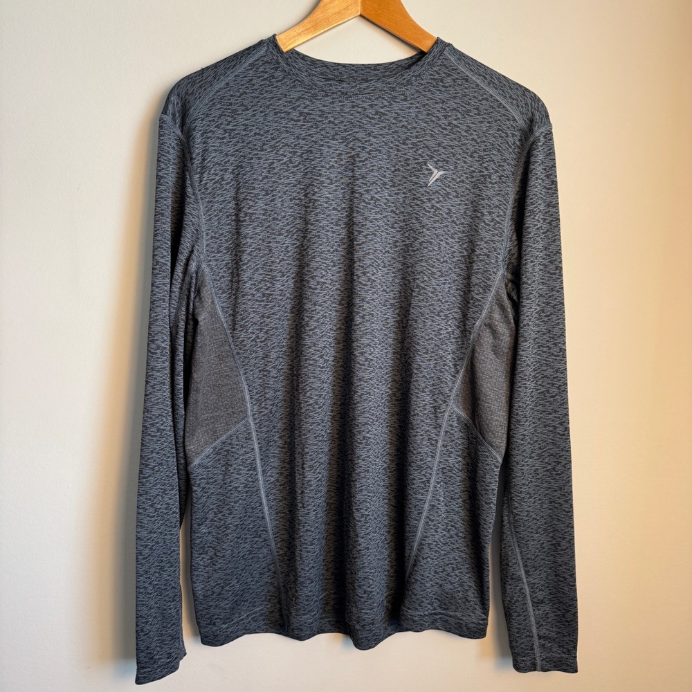 Old Navy Active Mens Long Sleeve GO DRY Athletic Shirt Size L Gray Heathered